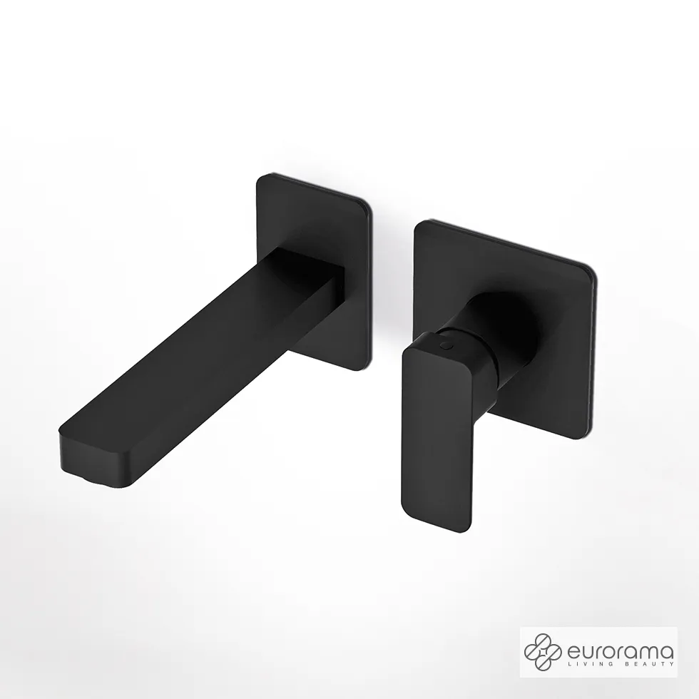 Μπαταρία Νιπτήρα Τοίχου Quadra Eurorama Black Μatt