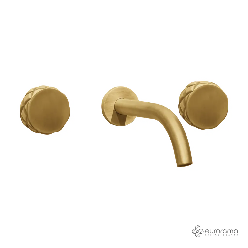 Μπαταρία Νιπτήρα Τοίχου 3 οπών Eletta Chester Eurorama Brushed Gold