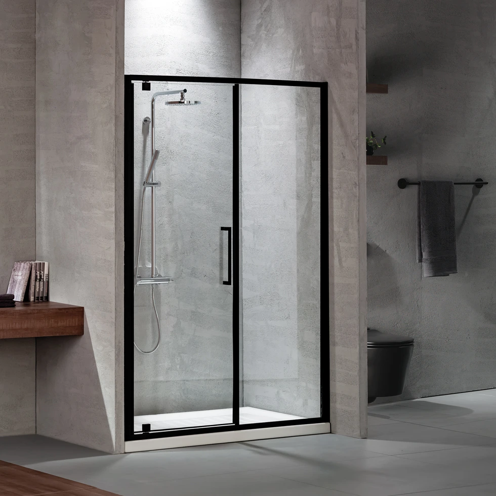 Pivot Shower Door PIVOT INFILL 130, Height 195cm, Adjustable Dimension From 127 To 131cm, Primus Plus Clean Glass Black Matt