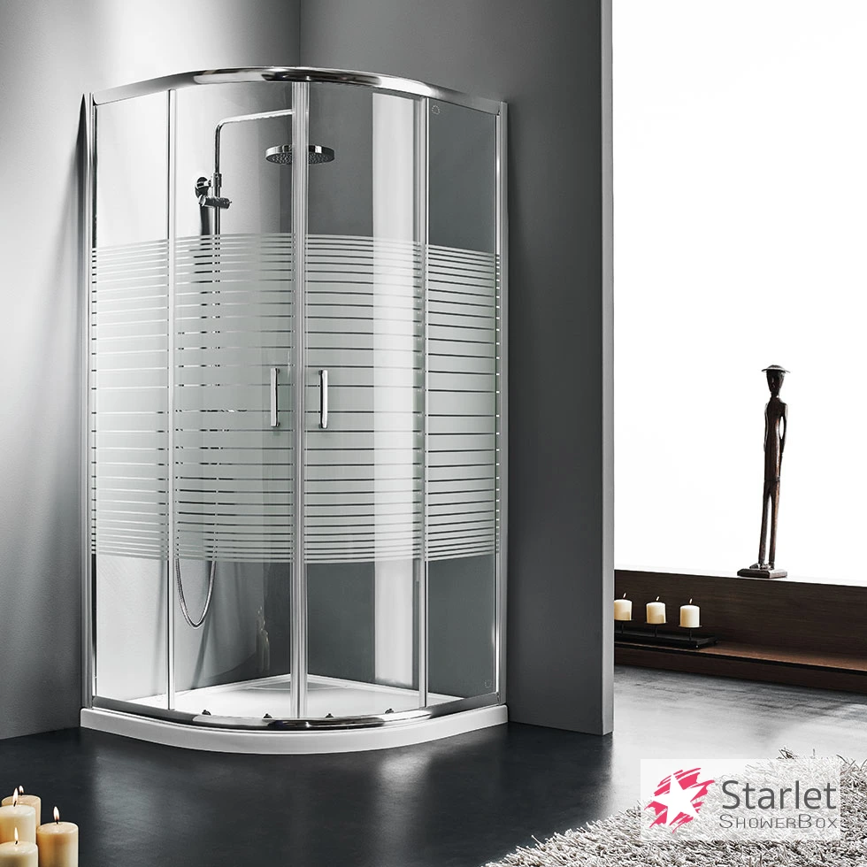 Semicircular Shower Enclosure QUADRANT 90 (87-89cm), Starlet Stripes Chrome
