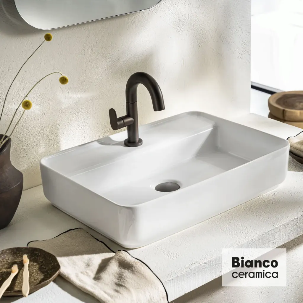 [508-39055-300] ΝΙΠΤΗΡΑΣ 55x40 (1 οπή) BIANCO CERAMICA WHITE