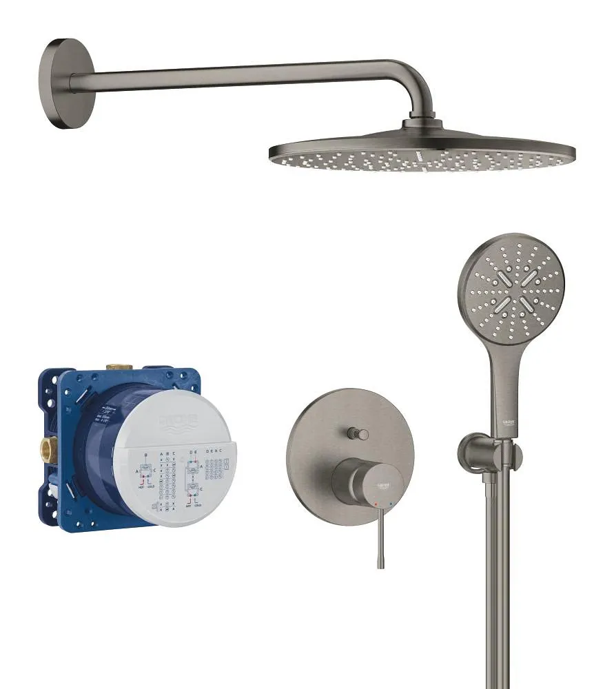 [25287AL0] Essenze Εντοιχ. Σετ Ντους Πλήρες Brushed Hard Graphite με Ταψί Rainshower 310