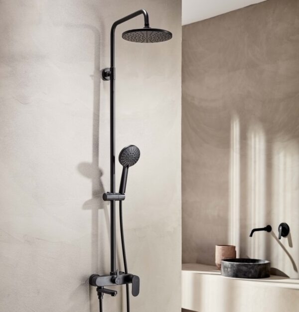 53252Ν ROMA ΣΤΗΛΗ 3 ΕΞΟΔΩΝ BLACK MATT53252Ν ROMA 3 WAY FAUCET WITH SHOWER COLUMN AND SWIVEL SPOUT BLACK MATT