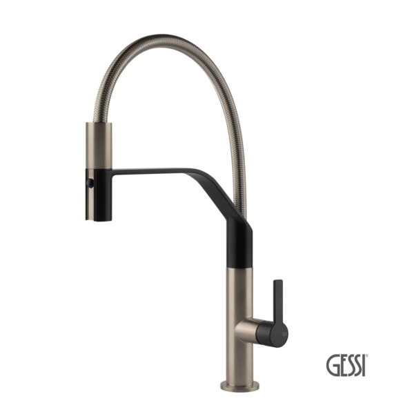 Μπαταρία Νεροχύτη Κουζίνας Mesh Gessi Inox/Black Matt