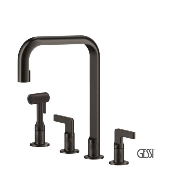 Μπαταρία Νεροχύτη Κουζίνας 4 Οπών Inciso Gessi Black metal Brushed PVD
