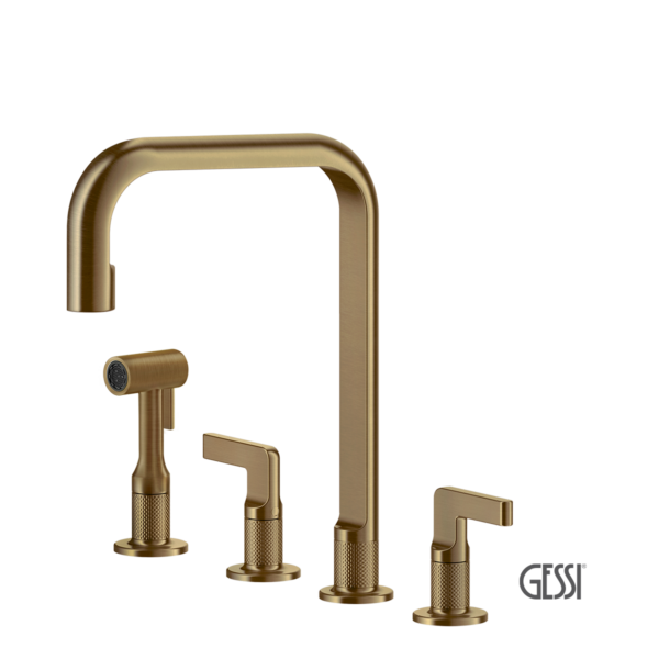 Μπαταρία Νεροχύτη Κουζίνας 4 Οπών Inciso Gessi Inox316 Warm Bronze Brushed PVD