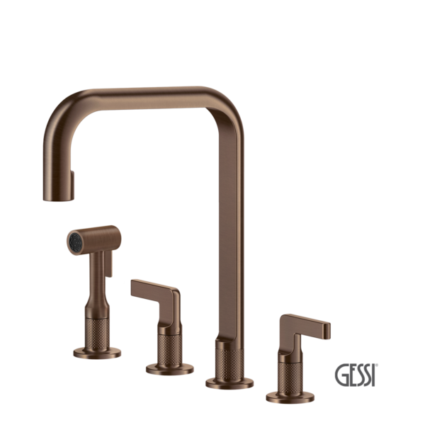 Μπαταρία Νεροχύτη Κουζίνας 4 Οπών Inciso Gessi Copper Brushed