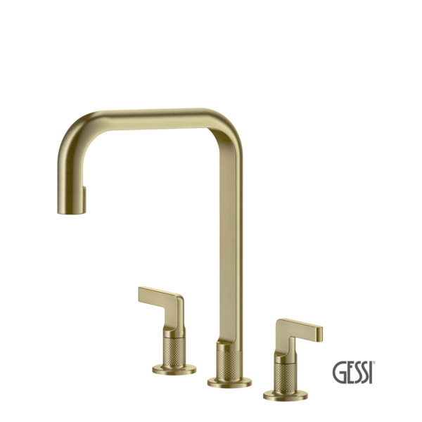 Μπαταρία Νεροχύτη Κουζίνας 3 Οπών Inciso Gessi Brass Brushed PVD